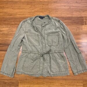 Social Standard by Sanctuary Utility Jacket Womens Medium Green Drawstring Waist